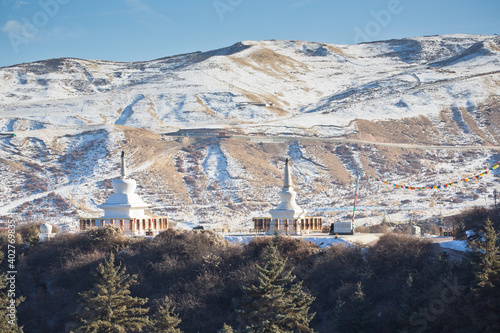 Landscape at Matisi Temple, Gansu Province, China photo