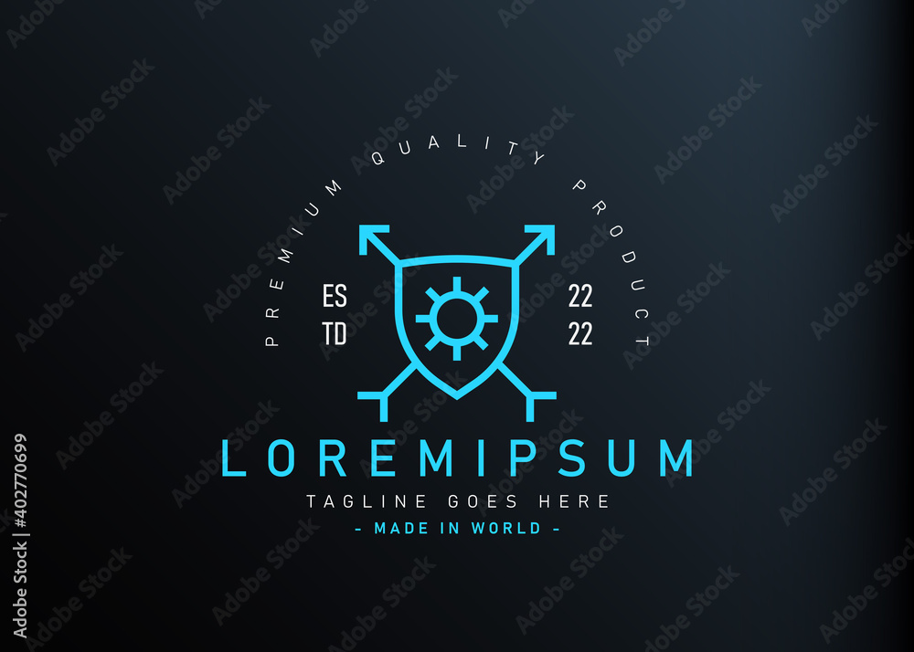 Virus protection logo design. Vector illustration of abstract anti virus shield icon design. Vintage logo design vector line icon template Virus protection logo design. Vector illustration of abstract anti virus shield icon design. Vintage logo design vector line icon template