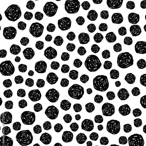 abstract black circle geometric minimalist pattern with circle tiny shapes texture on white.