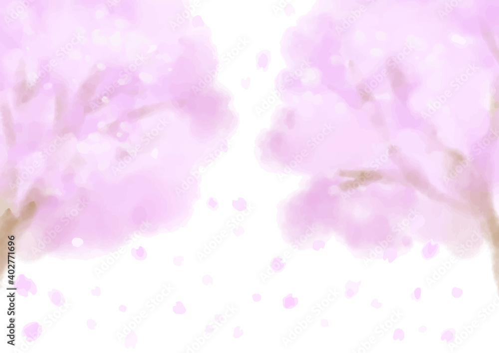 水彩手描きの桜の背景
