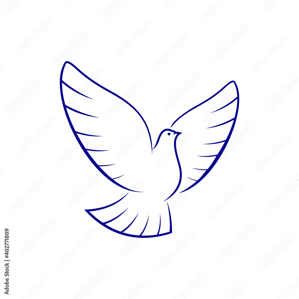 Dove symbol of piece and hope isolated bird. Vector flying pigeon silhouette, outstretched wings Dove symbol of piece and hope isolated bird. Vector flying pigeon silhouette, outstretched wings