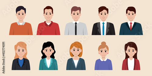 Icon set of business man and business woman.
