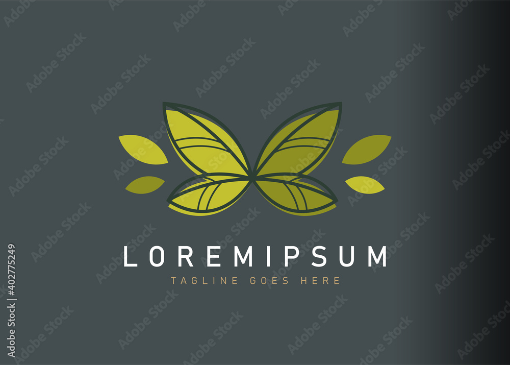 Nature leaves logo design. Vector illustration of modern shape of nature leaves. Vintage logo design vector line icon template