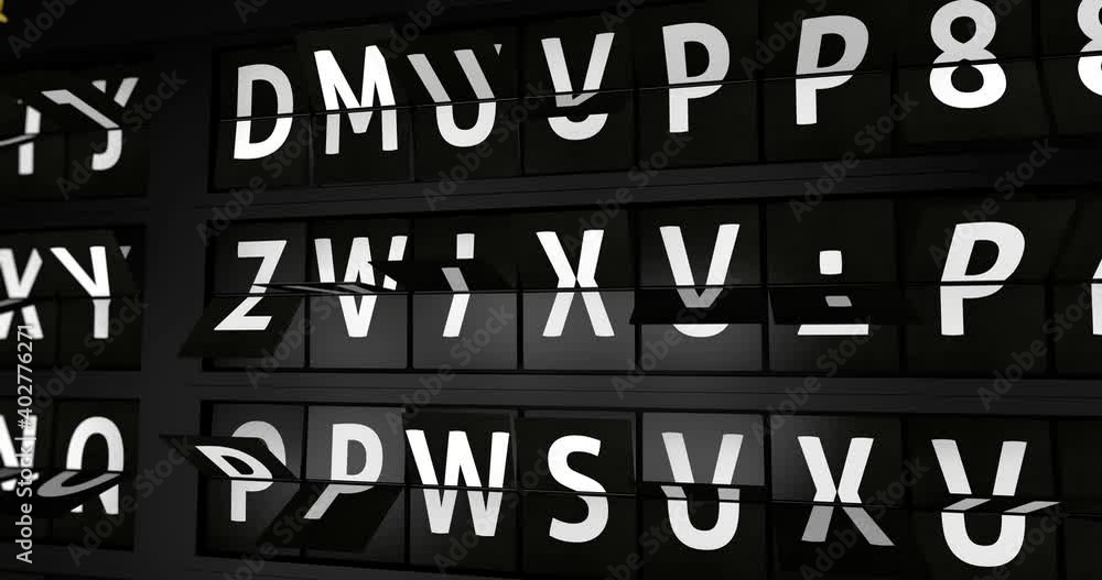 3D generated animation, analog flight information display board with the arrival city of La Paz, 4 different animations 3D generated animation, analog flight information display board with the arrival city of La Paz, 4 different animations