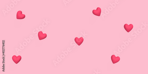 3d little heart flying around with pink background