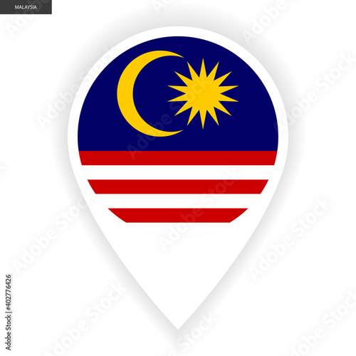 Free Download Malaysia marker icon with shadow isolated on white background. Malaysian pin icon on white background - GFXLoad