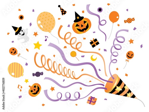 ハロウィンのクラッカーとジャック・オ・ランタン