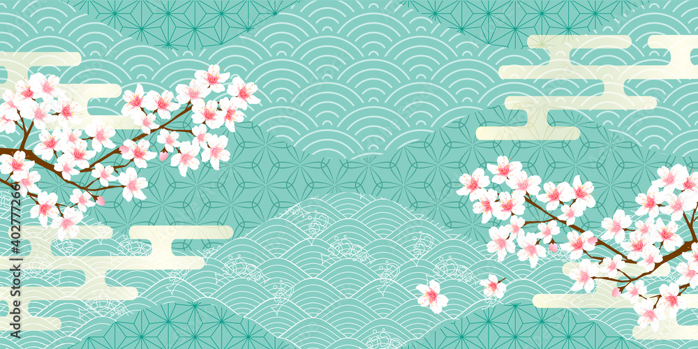 Fototapeta premium 桜 和柄 春 背景