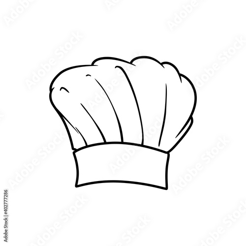 Baker hat isolated outline icon. Vector linear chefs cap, kitchener headdress