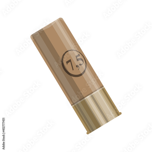 Shotgun bullet 7.5 mm vector. Hunters ammunition, shooting and killing ammo, hunting and military equipment icon
