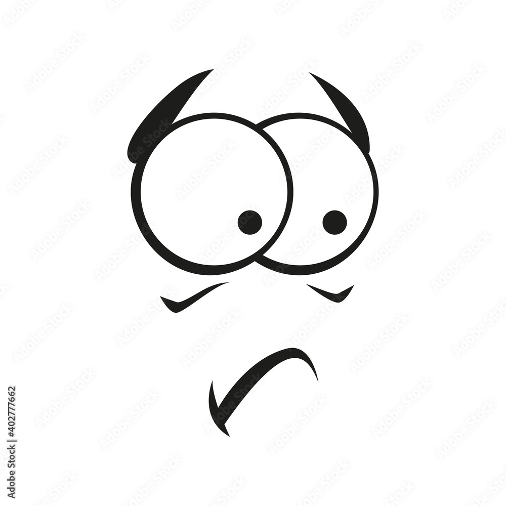 Unpleased or dissatisfied face expression isolated. Vector line art emoji displeased malcontent emoticon Unpleased or dissatisfied face expression isolated. Vector line art emoji displeased malcontent emoticon