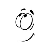 Dreaming emoticon expression isolated dreamful character. Vector thoughtful pensive emotion, tranquil smiley