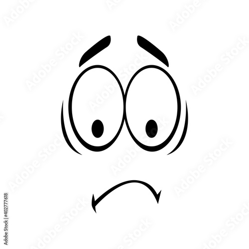 Disappointed emoticon isolated frustrated emotion. Vector upset sad smiley, line art emoji