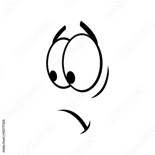 Apathetic indifferent emoticon isolated emoji side view.Vector sad smiley emotion, sad character expression