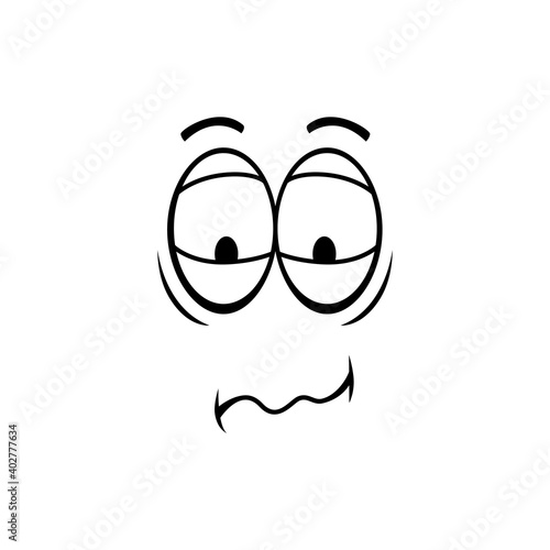 Disappointed emoji, upset emoticon emotion isolated. Vector face confused expression with curved mouth