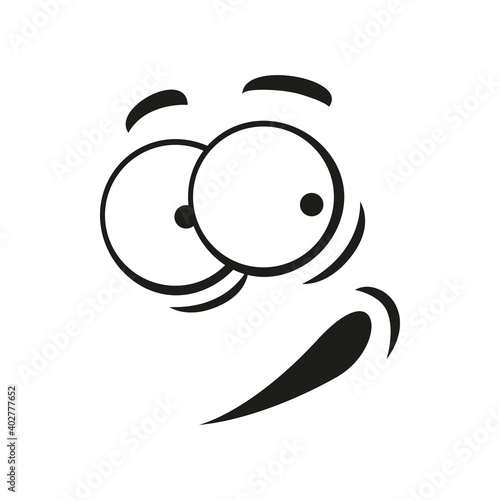 Emoji with smirk smile isolated line art smiley. Vector grinning smiley, giggling emoticon