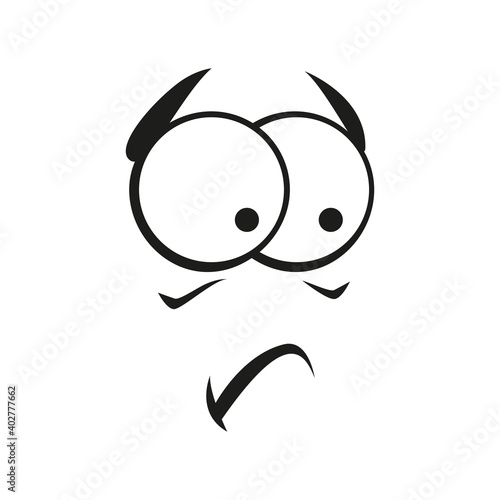 Unpleased or dissatisfied face expression isolated. Vector line art emoji displeased malcontent emoticon photo