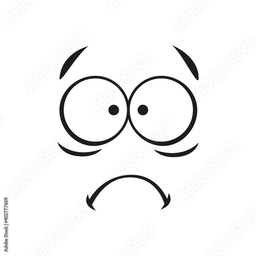 Unhappy sad emoticon face isolated line art expression. Vector disappointed upset sad smiley emoji