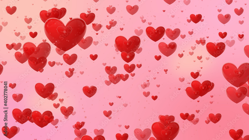 Heart and love background , Flying Hearts concept, Sign and symbol of love , Show your love for Valentine's, wedding, anniversary, or any holiday. love presentation background.3D render