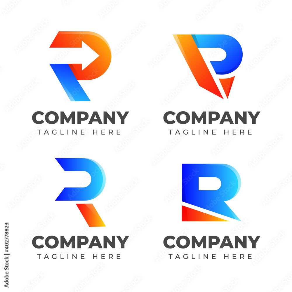 Set of letter R logo design template with colorful concept. icon for business of sport, automotive, fashion, elegant Set of letter R logo design template with colorful concept. icon for business of sport, automotive, fashion, elegant