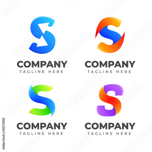 Set of letter S logo design template with colorful concept. icon for business of sport, automotive, fashion, elegant