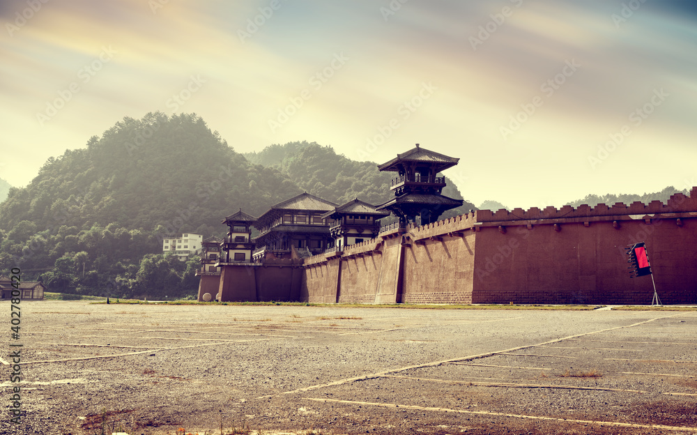 Obraz premium Qin and Han ancient city park, Guizhou, China.