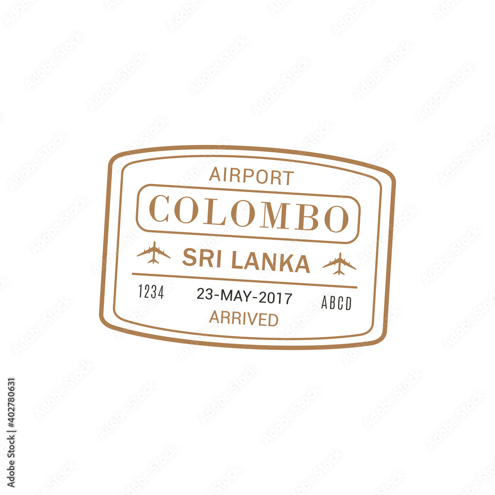 Arrival visa to Colombo international airport, vector isolated stamp icon,  arrived to Sri Lanka Stock Vector | Adobe Stock