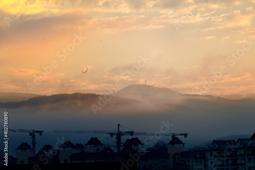 blue sky with clouds - the Sunset over Xishuangbanna in Yunnan province of China photo