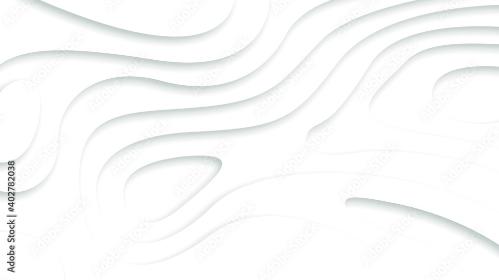 White Abstract Wavy Paper Cut Background with Shadows, Vector. Modern Design Objects White Abstract Wavy Paper Cut Background with Shadows, Vector. Modern Design Objects