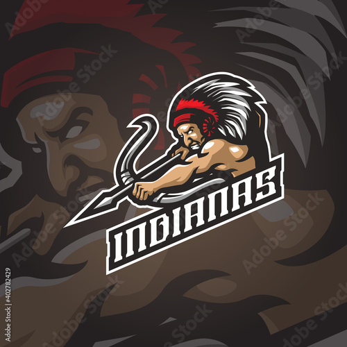 Indian mascot logo design vector with concept style for badge, emblem and tshirt printing.