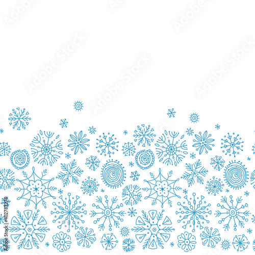 Hand drawn snowflakes, seamless pattern for your design.