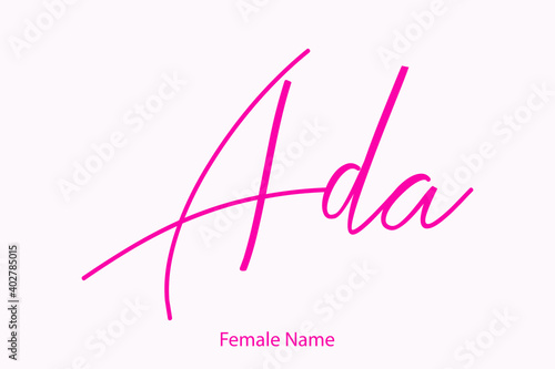 Ada Female Name in Beautiful Cursive Typography Pink Color Text 