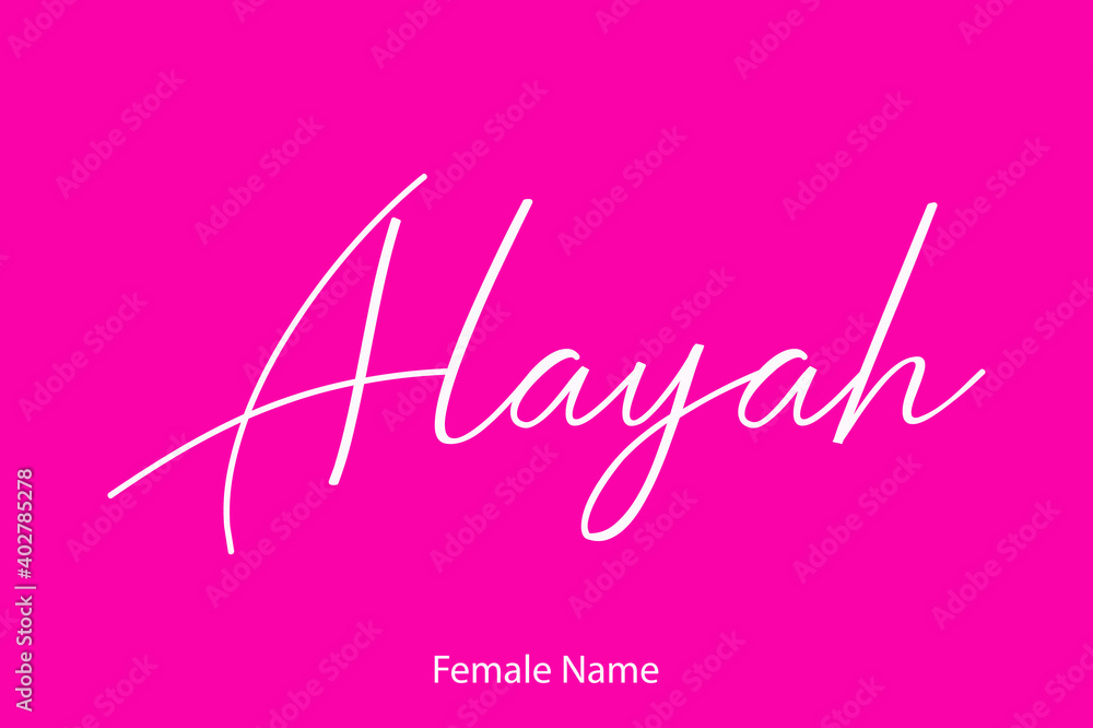 Alayah-Female Name in Beautiful Cursive Typography On Pink Background