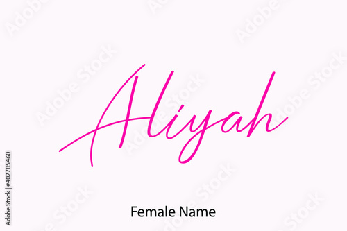 Aliyah Female Name in Beautiful Cursive Typography Pink Color Text  photo