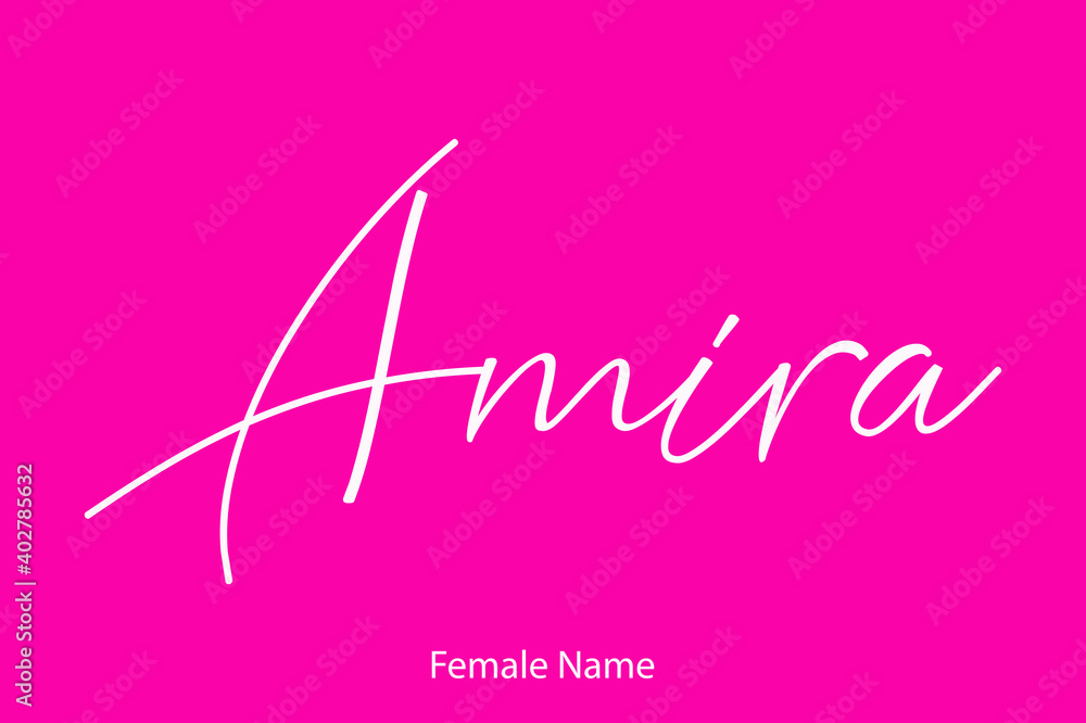 Amir-Female Name in Beautiful Cursive Typography On Pink Background