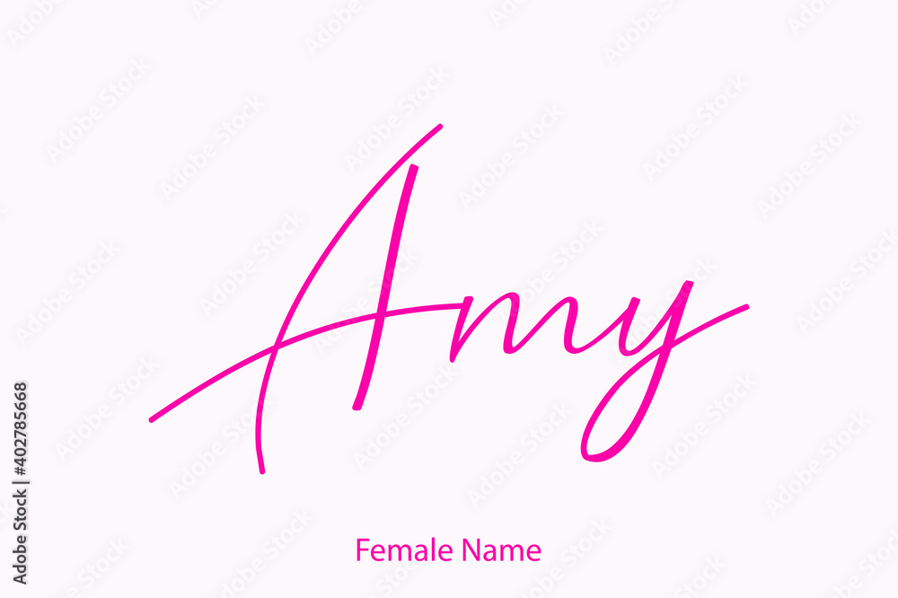 Amy Female Name in Beautiful Cursive Typography Pink Color Text 