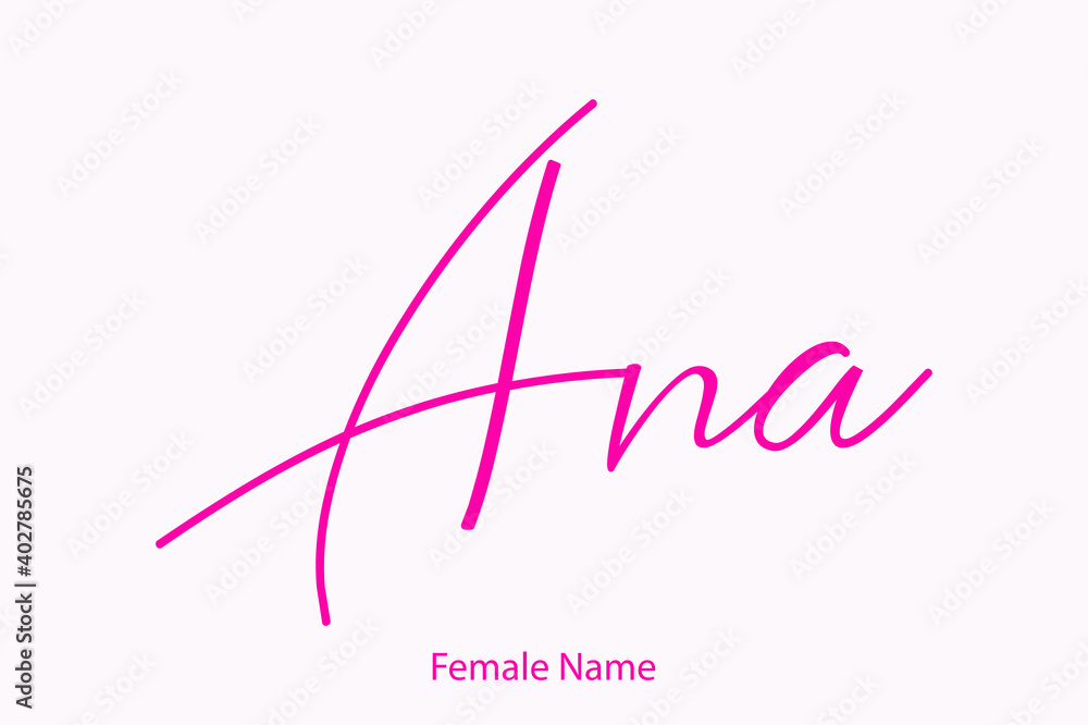 Ana Female Name in Beautiful Cursive Typography Pink Color Text 