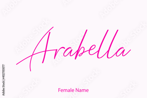 Arabella Female Name in Beautiful Cursive Typography Pink Color Text 