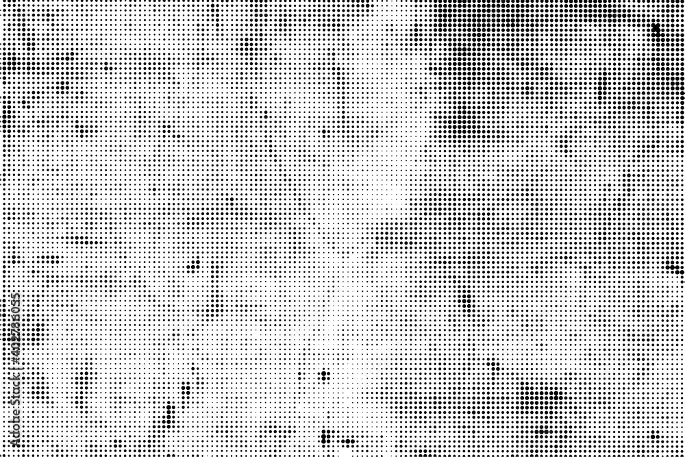 Vector grunge halftone black and white horizontal dots texture overlay. - obrazy, fototapety, plakaty 
