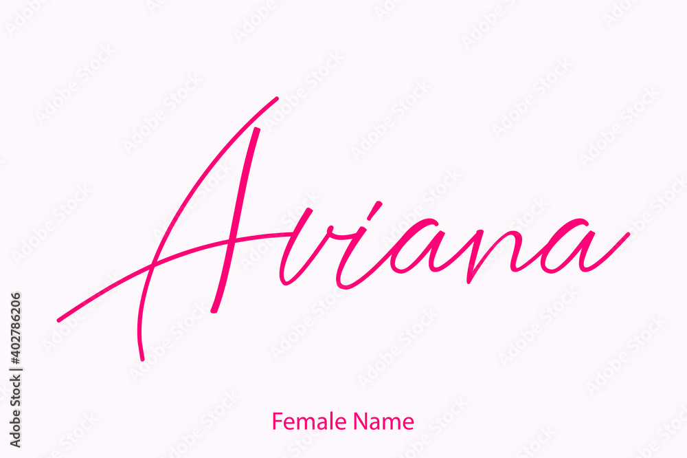 Aviana Female name - in Stylish Lettering Cursive Typography Text Light Pink Background