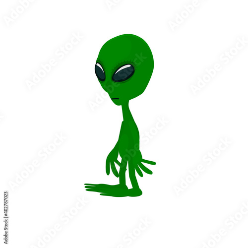  Alien. Green alien man, vector illustration