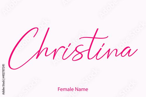 Christina Female name - in Stylish Lettering Cursive Typography Text Light Pink Background photo