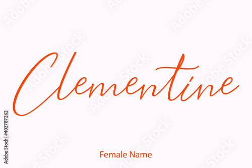 Clementine Female name - Beautiful Handwritten Lettering Modern Calligraphy Red Color Text