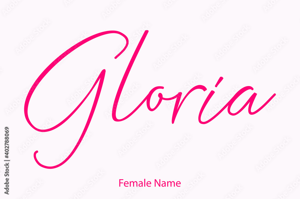 Gloria Female Name - in Stylish Lettering Cursive Typography Text