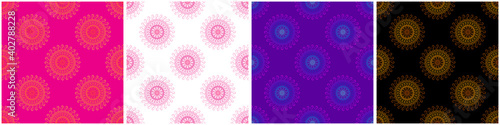 Set of Seamless Vector pattern of colorful mandala square format suitable for Wrapping paper, wallpaper, textile.