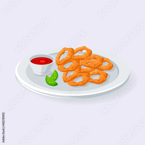 Delicious fried calamari vector illustration