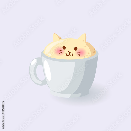 3d latte art cat vector illustration
