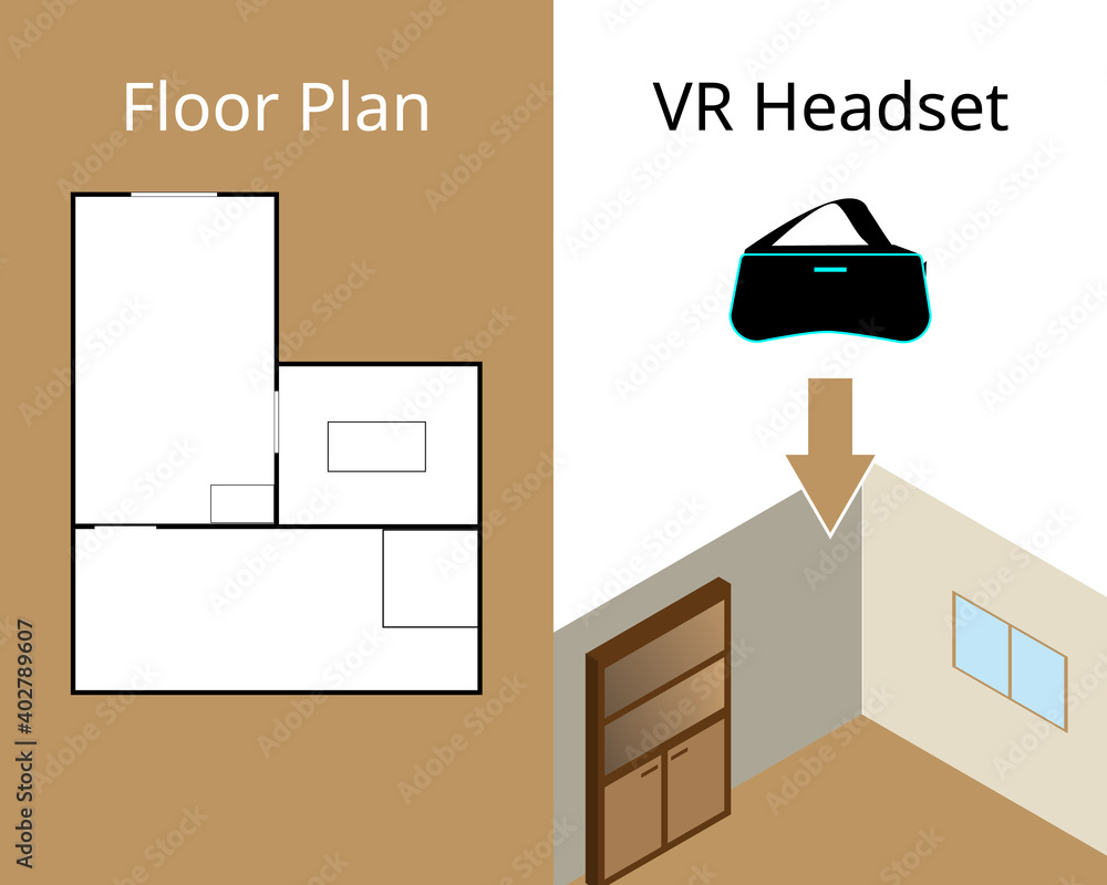 Vr Set Blueprint 3D Interactive Floor Plans with VR headset technology to see live floor ...