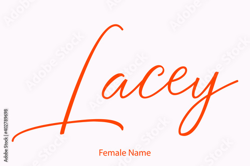 Lacey Female name - in Stylish Lettering Cursive Typography Orange Color Text