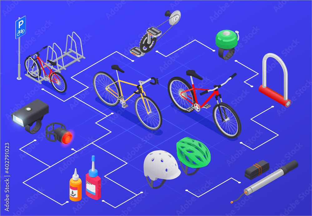 Bicycle Parts Isometric Flowchart Bicycle Parts Isometric Flowchart